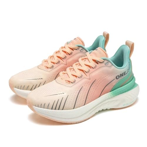 ONEMIX Breathable Women's Max Cushioned Walking Shoes with Arch Support for Plantar Fasciitis Flat Foot Pain Relief Air Lightweight Jogging Running Sneakers Shoes Non Slip Thick Sole,Pink,Size 10