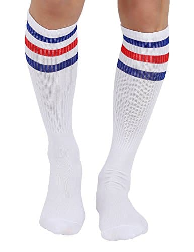 Joulli Knee High Retro Striped Tube Long Socks for Women Men 1 Pairs