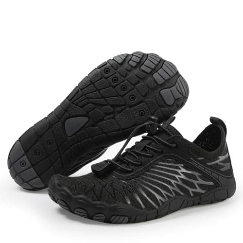 AoSiFu Kids Water Shoes Boys Girls Swim Hiking Aqua Socks Quick Dry Beach Barefoot Shoes Walking Sneakers Little Big Kid 1811-Black, 29
