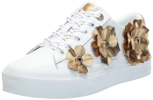 KARL LAGERFELD Women's Georgia Flower Sneaker Shoes, White, 9