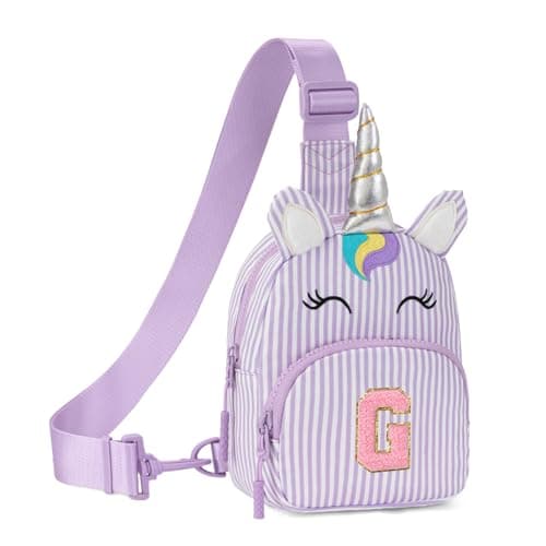 Viverte Birthday Gifts for Girls Small Sling Bag Personalized Initial Fanny Pack Cute Letter Crossbody Bag Purse for Girls(Lavender-G)