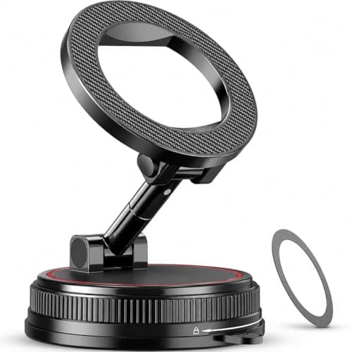 NotiXas Car Phone Holder Mount, 108LBS Vacuum Suction for MagSafe Car Mount, 3000gf Magnetic 360° Adjustable Carbon Fiber Phone Holders for Your Car for iPhone 17 Pro Ma/17/16/15/14/13/12, Desk & Gym