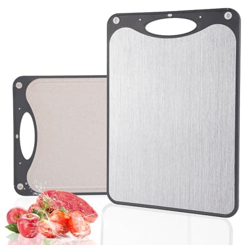 EFOWHEIF Titanium Cutting Boards, Double Sided Cutting Board For Kitchen,Food Grade Titanium And Wheat Straw PP, Large Size 15”×10”And Easy To Clean, Dark Gray