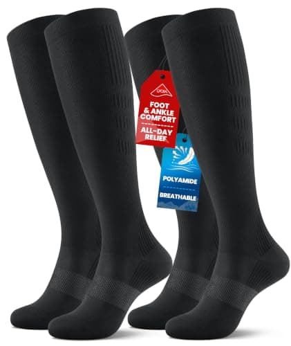 PULIOU Compression Socks for Women Men 15-20 mmHg Easy On Off,2 Pairs