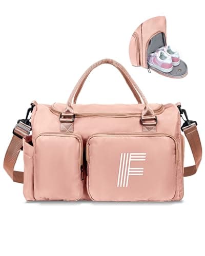 Elilier Duffle Bag for Girls Women, Initial Sport Duffle Bag for Kids
