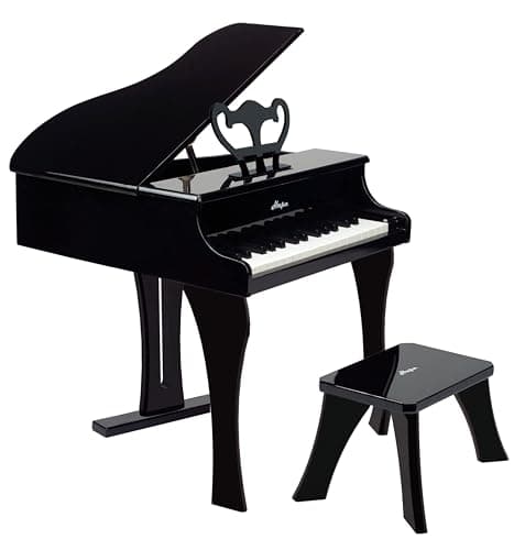 Hape Classic Grand Black Piano| Thirty Key Wooden Keyboard Musical Toy Set for Kids Age Year 3 and up
