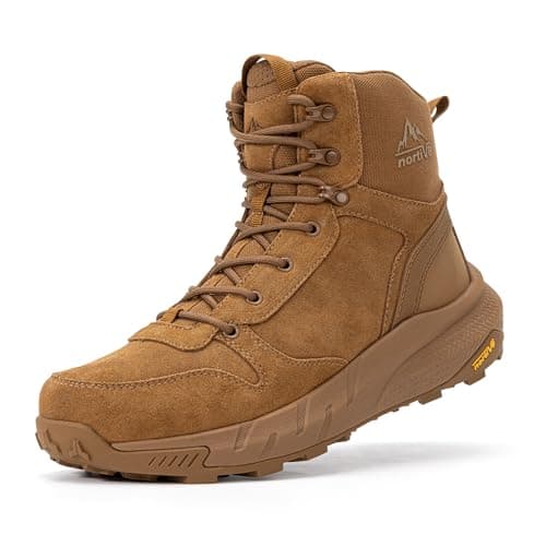 NORTIV 8 Men's Military Tactical Boot Lightweight Comfortable Boots for Work All Day Side Zipper Motorcycle Combat Hiking Boots Metrostrike(8-9 Inches),Size 7,Coyote Suede