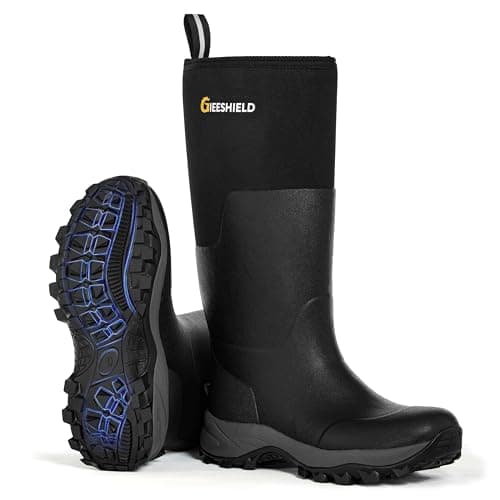 GIEESHIELD Rubber Boots for Men & Women – Ultra-Light Waterproof 6mm Neoprene Insulated Boots with Anti-Slip Sole, Warm Hunting & Rain Boots for Farming, Snow, Mud(Black, Next Camo G2)