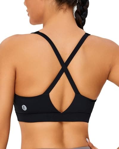 RUNNING GIRL Sports Bra for Women High Support, Molded Cup High Impact Sports Bras with Sewn in Pads Strappy Running Bra(2970 Black XXL)