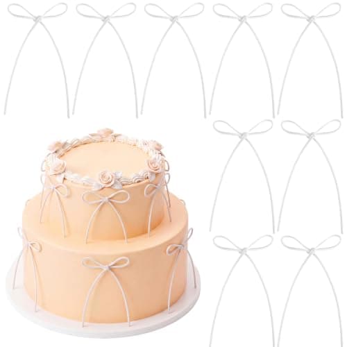 30 PCS White Bows for Cake Suede Bow Cake Topper