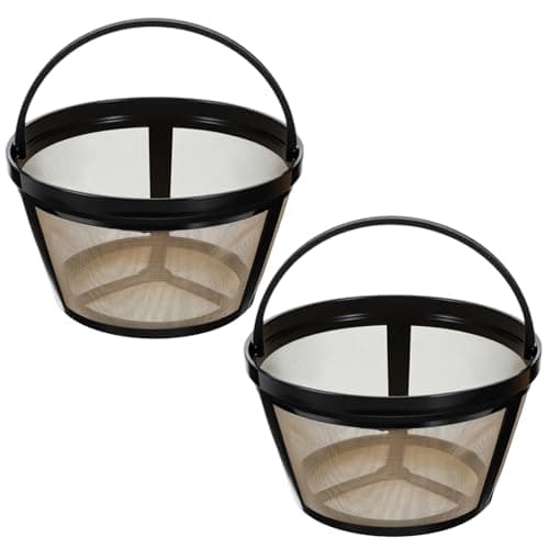 2 Pack Reusable Coffee Filters 8 Cup Nylon Mesh Coffee Filter Basket with Handle Replacement Mesh Filters for Most Coffeemaker and Brewers(Black)