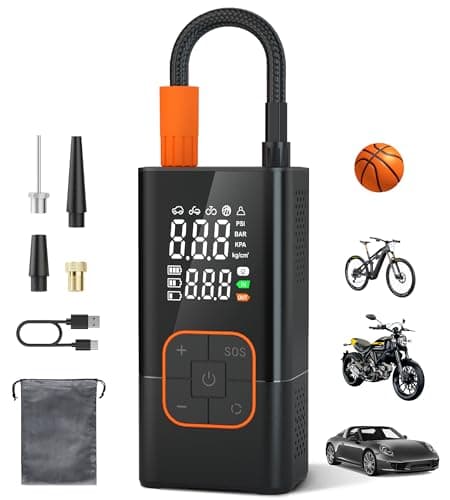 Tire Inflator Portable Air Compressor - 150PSI Air Pump for Car Tires, Portable Air Compressor with Digital Tire Pressure Gauge, Cordless Electric Bike Pump for Inflatables, Motorcycle, Ball.