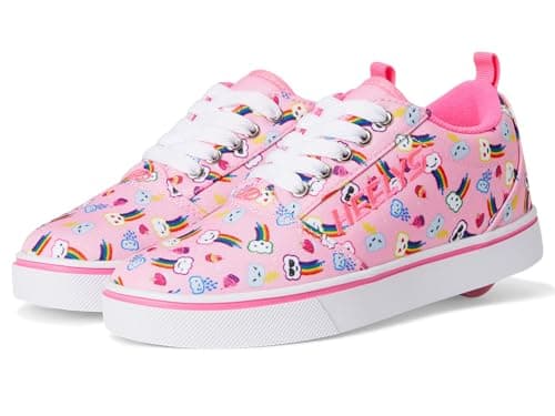 HEELYS Pro 20 Prints Sneakers Skate Shoes (Little Kid/Big Kid/Adult) - Durable Canvas Upper Light Pink/Pink/Rainbow 4 Big Kid (Women's 5) M