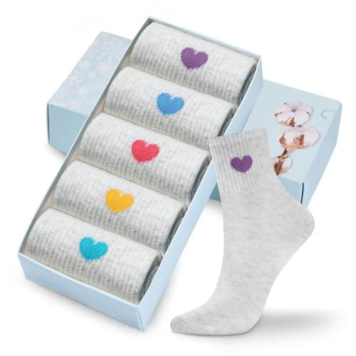 Corlap Women's Cotton Ankle Crew Socks Fun Cute Heart Novelty Gifts-5 Pairs