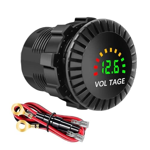 Linkstyle Waterproof Battery Voltage Meter, LED Digital Display Gauge for 12V/24V Car Boat Motorcycle Truck RV