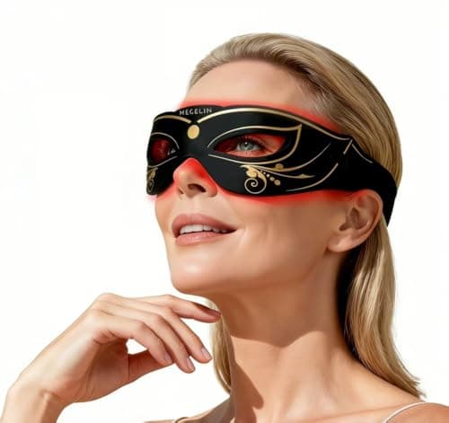 Megelin 3 Modes Red Light Therapy for Eyes, Under-Eye Red Light Therapy Glasses,Treatment of Periorbital Wrinkles and Rhytides,Relieving Eye Fatigue