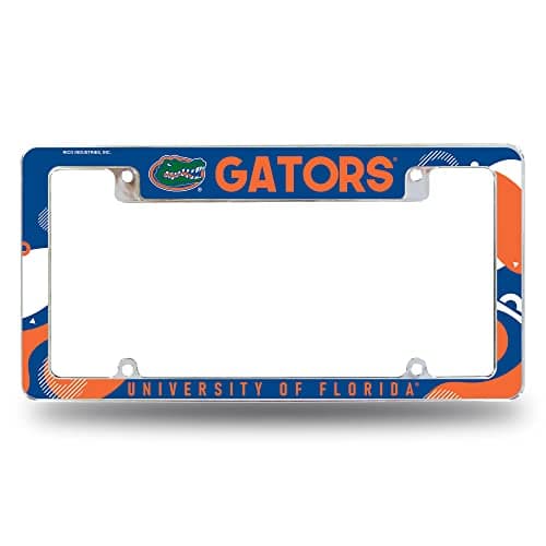 Rico Industries NCAA Florida Gators Wave 12" x 6" Chrome All Over Automotive License Plate Frame for Car/Truck/SUV