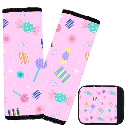 Houshengzi Kid's Seat Belt Cover Pad,Soft Shoulder Seatbelt Covers for Kid,Cute Toddler Seat Cushion (Candy)