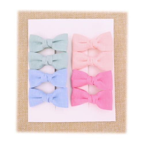 Small Hair Bow for Toddler Baby Girls Fine Hair Fully Lined Clips Infant Babies Fringe Bangs Mini Barrettes Accessories (Pink Blue)
