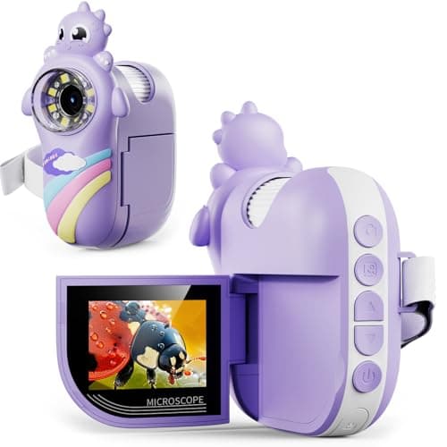 Microscope for Kids - 1080P Handheld Digital Microscope Portable Pocket 500X with 8 LED Lights 2'' LCD Screen Educational Science Christmas Birthday Gifts for Age 3 4 5 6 7 8 Girls Boys Purple