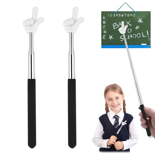 Dumero Extendable Finger Pointer Stick, School Collapsible Telescoping Long Hand Pointing Stick, Classroom Must Have Supplies Essentials, 2 Pack