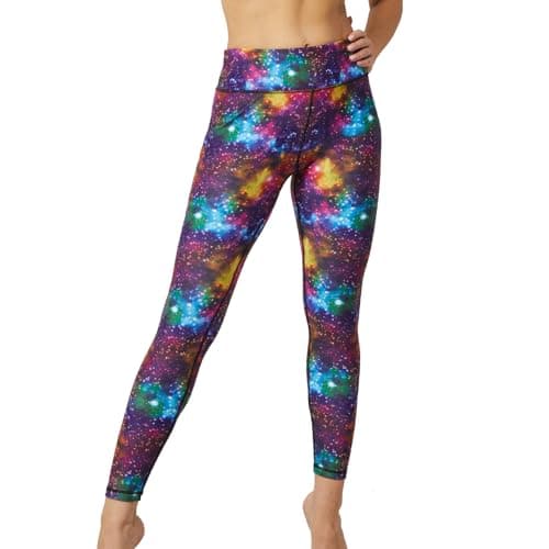 Essential Yoga Leggings for Women Workout Leggings Butt Lifting Leggings Rainbow Galaxy Printed Yoga Pants with Pockets Large