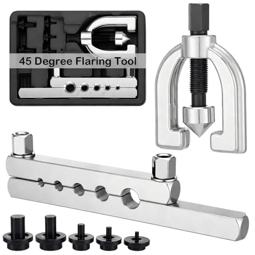 Sosation 45 Degree Flaring Tool for SAE Refrigeration HVAC Tubing Flaring Tool Kit Fittings 3/16'' - 1/2'' 45° Eccentric Single Flare Accessories for Brake Hydraulic Lines Copper Pipe Tube