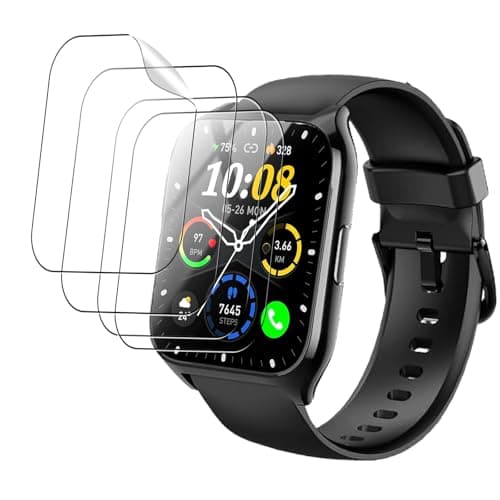 4 Pack Screen Protector for DUSONLAP MT65 1.85inch Smart Watch– 6H TPU Film,Anti-Scratch,Anti-Fingerprint,Bubble-Free,Shatterproof,Dustproof,Touch Sensitive,Full Protection for Watch Display