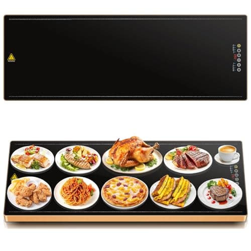 Electric Warming Tray 39" x 14", Glass Warming Trays for Buffets Party with 9-Level Temperature and 24H Timer, Food Warmer Chafing Dishes for Buffet, 8S Full Surface Heating Mat for Party Gathering