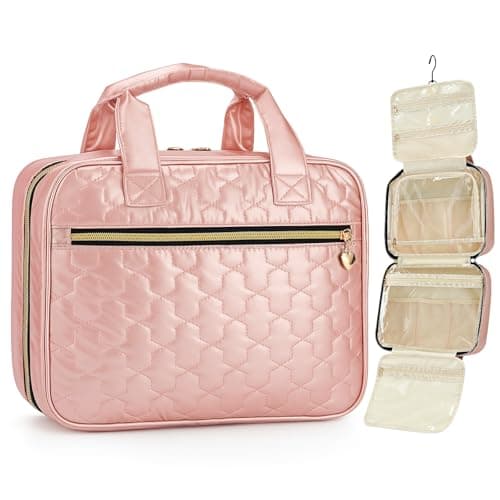 Large Travel Toiletry Bag with Hook, Water-Resistant Makeup Organizer
