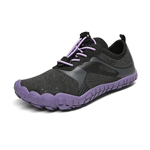 NORTIV 8 Kids Water Shoes, Lightweight Quick Dry Barefoot Athletic Aqua Sports Shoes for Boys & Girls, Outdoor, Summer (Toddler/Little Kid/Big Kid), Size 10 Toddler,Black/Grey/Purple,Aqua-K1