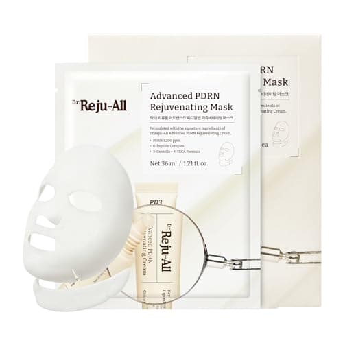 Dr.Reju-All Advanced PDRN Rejuvenating Mask - Face & Neck Korean Sheet Mask with 1,200 ppm PDRN, Collagen & Copper Peptides - Hydrating & Soothing, Skin Repair (1.2 Fl Oz x 4EA)