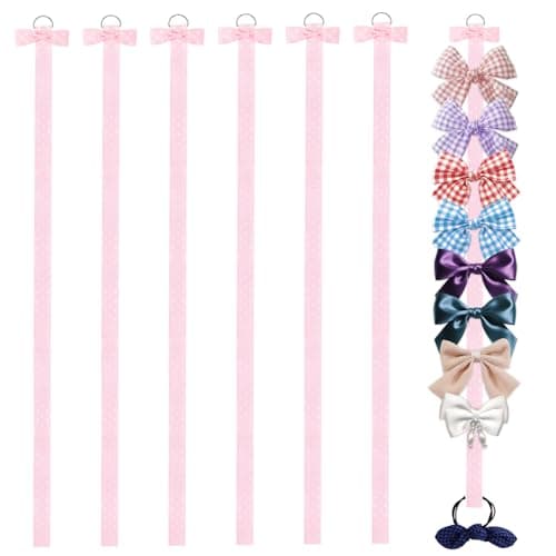 Xindojuz 6 PCS Hair Bow Organizer, Hair Clips Storage Bow Holder for Girls Hairs Bows, Baby Headband Hairs Accessories Organizer Display Wall Hanging for Nursery Decors