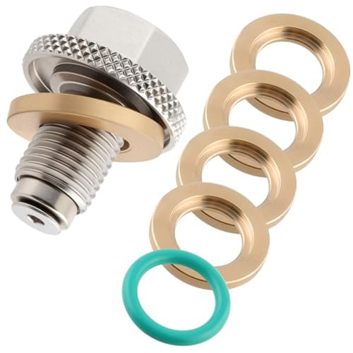 FLMQS M12x1.5 Magnetic Oil Drain Plug, Stainless Steel Oil Pan Plug with 4 PCS Copper Crush Washers & 1PCS NBR Seal, Anti-Leak Engine Oil Drain Bolt for GMC Chevrolet Ford