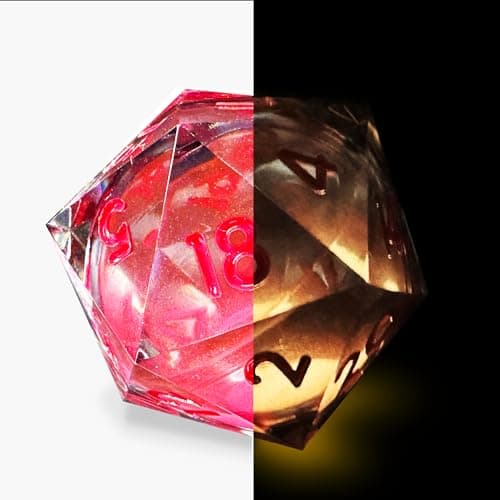 HAOMEJA Glowing Quicksand Resin Dice Set DND 7 Pcs D&D Resin Sharp Edge Role Playing Dice with Dragon Eye Bag, Polyhedral Dungeons and Dragons Dice D20 D12 D10 D100(00-90) D8 D6 D4 (Black & Red)