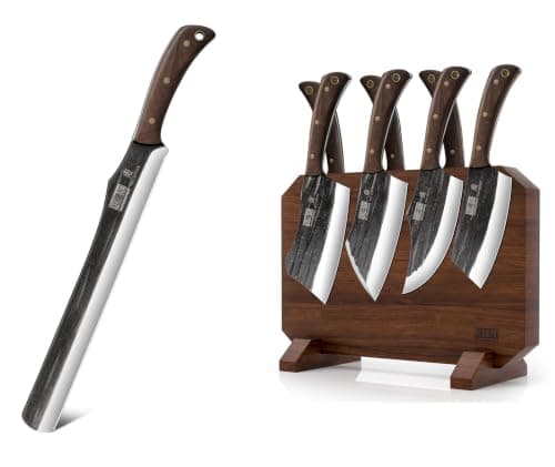 HOSHANHO Brisket Knife 12 Inch, Hand Forged High Carbon Steel Carving Knives, Ultra Sharp Slicing Knives & 8 Pieces Butcher Kitchen Knife Set, High Carbon Stainless Steel Magnetic Knife Block Set