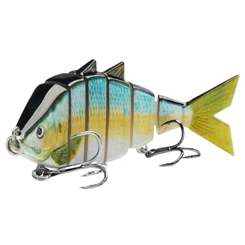 BASSDASH Bone Swimbait Multi Jointed Hard Fishing Lure for Bass Trout Bluegill Pike with Angled Cut Segments 3.7in/0.66oz