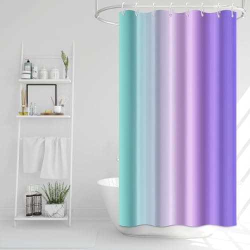 Uiiooazy Ombre Blue Purple Stall RV Shower Curtain with Hooks 48x72inches