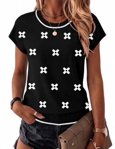 Zeagoo Sweaters for Women Tops Short Sleeve Crewneck Basic Fashion Clothing