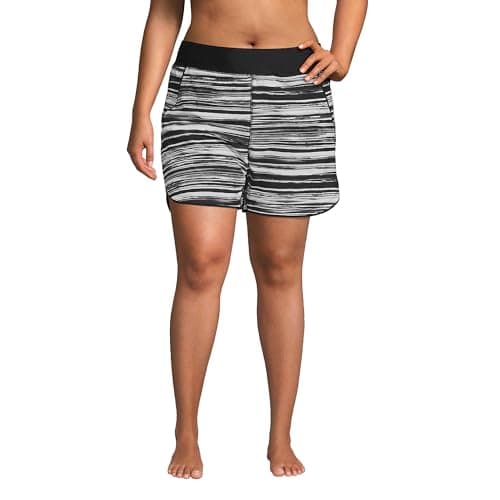 Lands' End Womens Comfort Waist 5in Swim Short Panty Black/White Ombre Regular 6