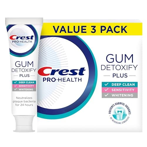 Crest Pro-Health Gum Detoxify Plus Toothpaste 4.5 oz Pack of 3 - Antibacterial Fluoride Toothpaste, Sensitivity Protection, Whitens Teeth, Anticavity, Plaque Control