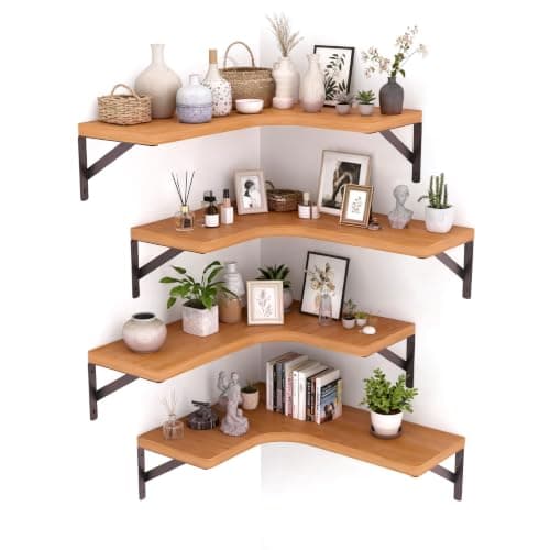 LEOPO Corner Floating Shelves Wall Mounted Set of 4, Corner Wall Shelves
