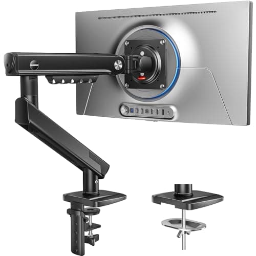 HUANUO FlowLift™ Pro Monitor Arm for 13–32" Screens, MechaSpring Monitor Mount, Fully-Adjustable Monitor Stand with Tilt/Swivel/Rotation, Tool-Free VESA Mount, C-Clamp/Grommet Base, Max Load 19.8 lbs