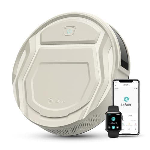 Lefant Robot Vacuum Cleaner M210 Pro,Slim,Quiet,2200Pa Suction,120 Min Self-Charging Robotic Vacuums, Freemove 3.0,WiFi/APP/Alexa,6 Cleaning Modes Ideal for Hard Floors Pet Hair Low Carpet,Champagne