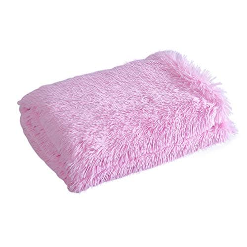 Shaggy Faux Fur Throw Blanket 60" x 70" – Ultra Soft Fluffy Plush Blanket, Double-Sided Cozy Micromink, Lightweight Warm Blanket for Couch, Bed, Sofa, Machine Washable (Pink)