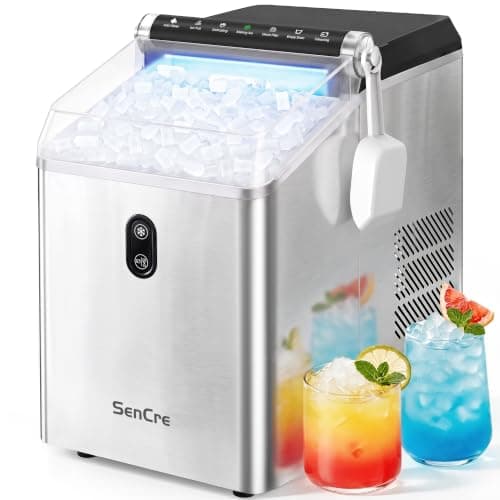 Nugget Ice Maker Countertop,55LBS/Day Ready in 4 Mins, Stainless Steel