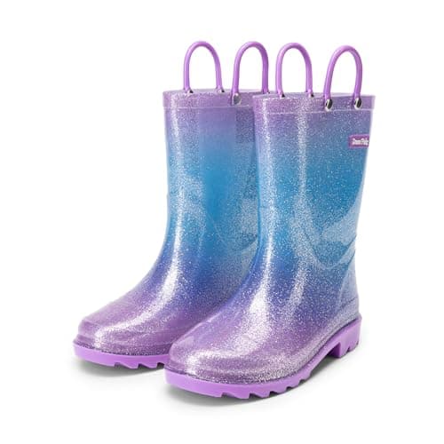 DREAM PAIRS Kids Glitter Rain Boots,Size 8 Toddler,Purple/Pink/Blue