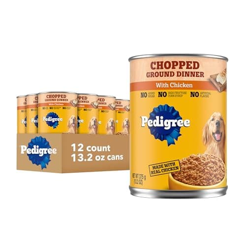 Pedigree Chopped Ground Dinner Wet Dog Food, Chicken, 13.2 oz, 12 Count