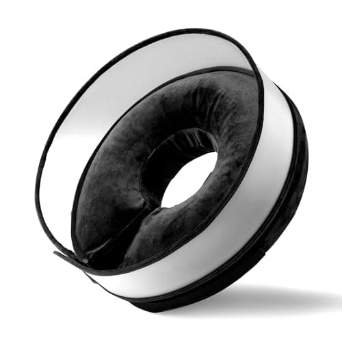 Inflatable Dog Cone, Soft Dog Cone Collar After Surgery for Alternative with Enhanced Anti-Licking Guard Shield Adjustable Detachable, Elizabethan Collar (L, Black)