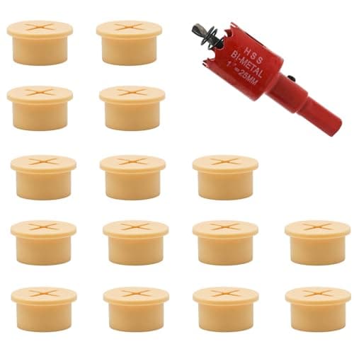 Mormchlots 15Pcs 20mm / 3/4Inch Yellow Cable Cord Grommets with 1Pcs Hole Saw, Desk Grommet, Rubber Wire Grommets, Wall Grommet for Cables